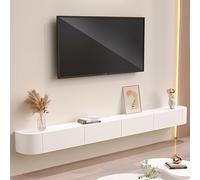 TULAZOU Meuble TV/Banc TV/Meuble TV Suspendu - Blank - 180cm - 2 Compartiments spacieux - Style Contemporain Meuble Salon - Blanc
