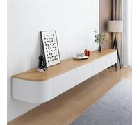 TULAZOU Meuble TV/Banc TV/Meuble TV Suspendu - Blank - 200cm - 2 Compartiments spacieux - Style Contemporain Meuble Salon - Bois + Blanc