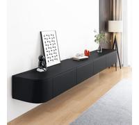 TULAZOU Meuble TV/Banc TV/Meuble TV Suspendu - Blank - 260cm - 2 Compartiments spacieux - Style Contemporain Meuble Salon - Noir