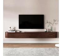 TULAZOU Meuble TV flottant 180 cm, porte et rangement, console moderne (marron, 180 cm)
