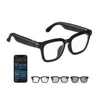 Tulbeys AI Smart Glasses Caméra HD 1200P avec 8 MP Anti-tremblement, lentilles photochromiques pour l'extérieur et Les Voyages, Enregistrement vidéo, Reconnaissance des Objets AI et intégration