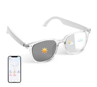 Tulbeys Lunettes intelligentes Bluetooth pour Femme - Lunettes de Traduction IA - Prise en Charge de Plus de 110 Langues - Microphone intégré - Verres à Changement de Couleur - Cadre Transparent avec
