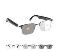 Tulbeys Occhiali Smart Open Ear Con Lenti Fotocromatiche/Polarizzate, Bluetooth 5.2, Assistente Vocale Integrato, Altoparlanti Stereo, Microfono, Controllo Vocale Senza Mani, Design Unisex (Argento)