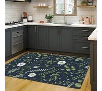 TuLdys Green Leaf Lot de 4 tapis de cuisine antidérapants et lavables en similicuir PU imperméable, 152,4 x 213,4 cm