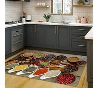 TuLdys Lot de 4 tapis de cuisine artistiques et colorés pour sol, 5 x 0,8 m/50,8 x 78,7 cm, en cuir synthétique imperméable et antidérapant