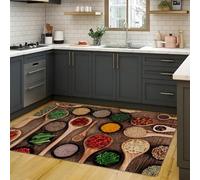 TuLdys Lot de 4 tapis de cuisine en cuir synthétique imperméable avec 4 tapis antidérapants et lavables Noir 50,8 x 78,7 cm