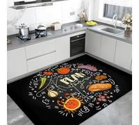 TuLdys Tapis de bureau confortable pour cuisine - 0,6 x 0,9 m - 61 x 91,4 cm - Tapis de sol décoratif en cuir synthétique imperméable et antidérapant - Avec 4 tapis antidérapants