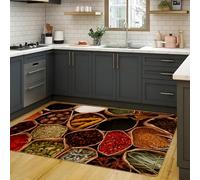 TuLdys Tapis de cuisine imprimé en couleur, 1,5 x 2,4 m/152,4 x 243,8 cm, outils de cuisine et cadeau de cuisine pour épices de cuisine, assaisonnements, lavable en machine, tapis de cuisine