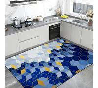 TuLdys Tapis de cuisine pour sol en une pièce, 0,5 x 0,8 m/45,7 x 76,2 cm, cuir PU imperméable, motif géométrique moderne, tapis de sol pour évier, poste de travail, buanderie avec 4 tapis