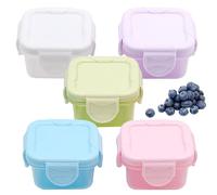 TULEBOLIAN 5pcs Mini Conteneur de stockage alimentaire,avec Couvercles,60 ml, empilable,colorés,Boîte Alimentaire Set Plastique Hermétique,Réutilisables,pour fruits et aliments