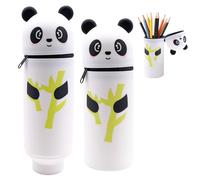 TULEBOLIAN Trousse 2 en 1 en Silicone Souple, Trousse en Silicone Kawaii, Grande Trousse à Crayons Debout Style Ours Mignon, Fermeture à Glissière, pour Étudiant Scolaire Cadeaux Rentré (Vert)