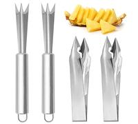 tuleboln PEP-4 Éplucheur d'oeil d'ananas, outil de gougeage d'ananas en forme V, fourchette d'enlèvement acier inoxydable domestique, pince à enlever les graines métal, Argenté.
