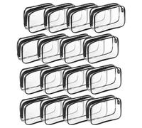TULIADU Lot de 16 trousses de maquillage transparentes en vrac pour voyage, trousse de toilette transparente en PVC avec fermeture éclair - Trousse de maquillage étanche pour vacances, salle de bain