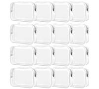 TULIADU Lot de 16 trousses de maquillage transparentes en vrac pour voyage, trousse de toilette transparente en PVC avec fermeture éclair - Trousse de maquillage étanche pour vacances, salle de bain