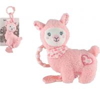 Tulilo Peluche suspendue avec hochet Lama 15 cm - rose