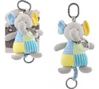 Tulilo Peluche suspendue avec mélodie et hochet Eléphant 18 cm - bleu/gris