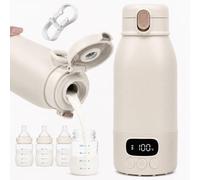 Tulilut Chauffe-biberon portable 500 ml, chauffe-biberon sans fil 100 °C, acier inoxydable 316L, chauffe à 45 °C en 3 min, pasteurisation 65 °C, charge rapide USB-C 30 W, chauffe-biberon de voyage