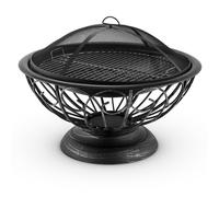 Braséro de jardin - Tulip - Foyer de terrasse - Grille barbecue Ø60cm - Pare-étincelles - Charbon ou bois - Acier noir