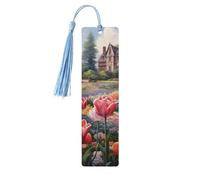 Tulip Garden Print Accessoires de lecture Marque-page en bois Signets uniques pour livres à couverture rigide