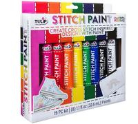 Tulip Kit Peinture Textile Multi Stitch Paint - 8 pcs de 32,6 ml - pour Tissu, Vêtement et Sneakers - Lavable et Permanent - avec Embouts de Précision, Pochoirs et Guide