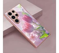 Tulip Pattern Hard Case for Samsung, Cute Tulip Pattern Hard Case, Anti-Scratch Protective Cases for Samsung S21/22/23/24/25/26 Series (Pink,S22)