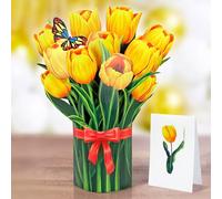 Tulip Yellow Bouquet - Carte D'anniversaire Pop-Up, Carte De V?ux 3d En Papier (Bouquet De Tulipes Jaunes)73fr2630
