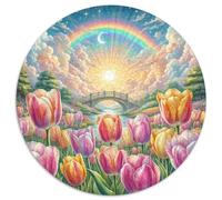 Tulipe 1000 Piece Puzzle Rond, pour Enfants Adult De Forme Irrégulière, Unique Jigsaw pour La Famille Amis De Qualité Supérieure 1000pcs (67.5x67.5cm)