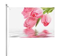 Tulipe Effet Eau Fraîche Belle Fleur Rose,Drapeau de jardin, bannière décorative, drapeau double face, 2 x 3 pieds, pour extérieur et intérieur