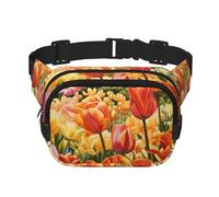 Tulipe Garden Print Accessoire d'entraînement carré double couche Sac banane de voyage tendance pour homme et femme