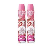 Tulipe noire Déodorant Spray Fraise et Crème 200 ml, 0 % Sels d'Aluminium, Sueur Contrôlé X 2