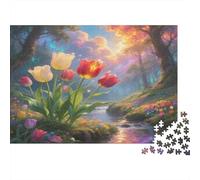 Tulipe Puzzle 1000 Pièces Educa Jouet en Bois Cadeau Unique De l'art De La Décoration Fleur Multicolore Fleur colorée Jeu Éducatif Challenge Toy Adultes Et Enfants À Partir De 14 Ans 38x26cm/1000p