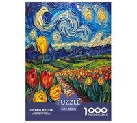 Tulipe Puzzles 1000 Pieces Cadeau Unique Jeu Éduchatif Challenge Toy À De Qualité Supérieure Peinture Art pour Adultes Et Enfants 38x26cm/1000pcs