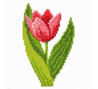 Tulipe rose - Kit de broderie au point de croix compté pour broderie à la main - Kit de fleurs faciles à réaliser soi-même pour adultes ou enfants