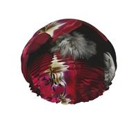 Tulipe rouge multi-scène et multi-usages douche spa double couche étanche bonnet de douche et bonnet de cuisine, adapté pour adultes, enfants, hommes et femmes.