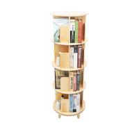 TuliperMood Bibliothèque pivotante à 360 ° en bois de pin pour chambre d'enfant, peu encombrante, à 4 étages, capacité de charge de 50 kg, pour salon, chambre à coucher, bureau