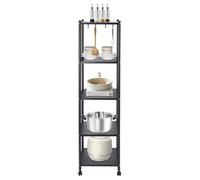 TuliperMood Étagère de cuisine à 5 étages avec roulettes, étagère de rangement mobile, noire, étagère de rangement indépendante pour cuisine, salle de bain ou garage, système d'étagères stables à 5