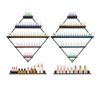 TuliperMood Étagère murale à 5 niveaux Rhombus pour vernis à ongles, en métal, pour ranger les parfums, les huiles essentielles, noir