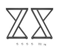 TuliperMood Pieds de meubles en métal en forme de X en fer jusqu'à 300 kg - Cadre de table stable avec 4 pieds en caoutchouc réglables en hauteur - Design industriel pour établi, cuisine et bar - Noir