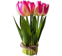 Tulipes artificielles à 7 têtes, fleurs artificielles réalistes en plastique pour décoration d'intérieur, centres de table de mariage, bureau, cadeau de fête des mères (rose rouge)
