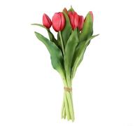 Tulipes artificielles au toucher réaliste - Bouquet de tulipes artificielles à 7 tiges, pour centres de table de mariage, décoration d'intérieur, fête, Saint-Valentin - Fabriqué en matériau PU - 33 cm