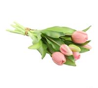 Tulipes artificielles au toucher réaliste - Bouquet de tulipes artificielles à 7 tiges, pour centres de table de mariage, décoration d'intérieur, fête, Saint-Valentin - Fabriqué en matériau PU - 33 cm