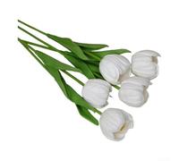 Tulipes artificielles en soie pour centre de table de mariage, décoration d'événement avec texture douce et tiges métalliques pliables pour arrangements personnalisés (blanc)