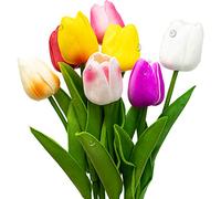 Tulipes Artificielles Fleurs Faux Fleurs Tulipes en Latex Real Touch pour Fête Maison Décoration De Mariage et DIY Décor, Multicolore 8PCS