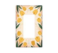 Tulipes - Interrupteur à bascule simple pour salle de bain - Motif floral moderne - Feuille de printemps - Jaune - Taille standard - Décoration pour nouvel appartement, maison, chambre à coucher