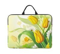 Tulipes Jaunes à l'aquarelle,Housse pour Ordinateur Portable 14 Pouces, Sacoche pour Ordinateur Portable, Mallette avec poignée