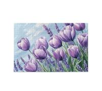 Tulipes Lavande Printemps Violet Puzzle à Pièces Adultes Divertissement et Intelligence Jeux durs Parfait pour les nuits de jeu Puzzles pour adultes 1000 pièces