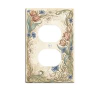 Tulipes Plaque murale duplex en plastique beige de taille standard pour prises électriques pour chambre à coucher, salle de bain, cuisine, entrée