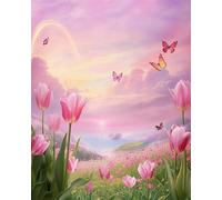 Tulipes Roses du Pays des Merveilles Puzzle 120 Pièces pour Adultes, Puzzle Impossible, Puzzles Classique pour Adulte, Puzzles Coloré Jeu de Famille et Team Building