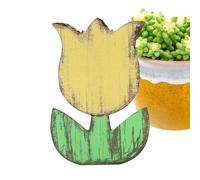 Tulips Decor - Wooden Tulips Artificial Flowers,Rustic Floral Home Decor Table Centerpieces Tiered Tray for Shelf Windowsill Tabletop Display