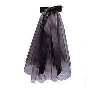 Tulle de mariage blanc beige noir voile de mariée bord ruban bord élégant femmes accessoires court femmes voile bowknot décoration